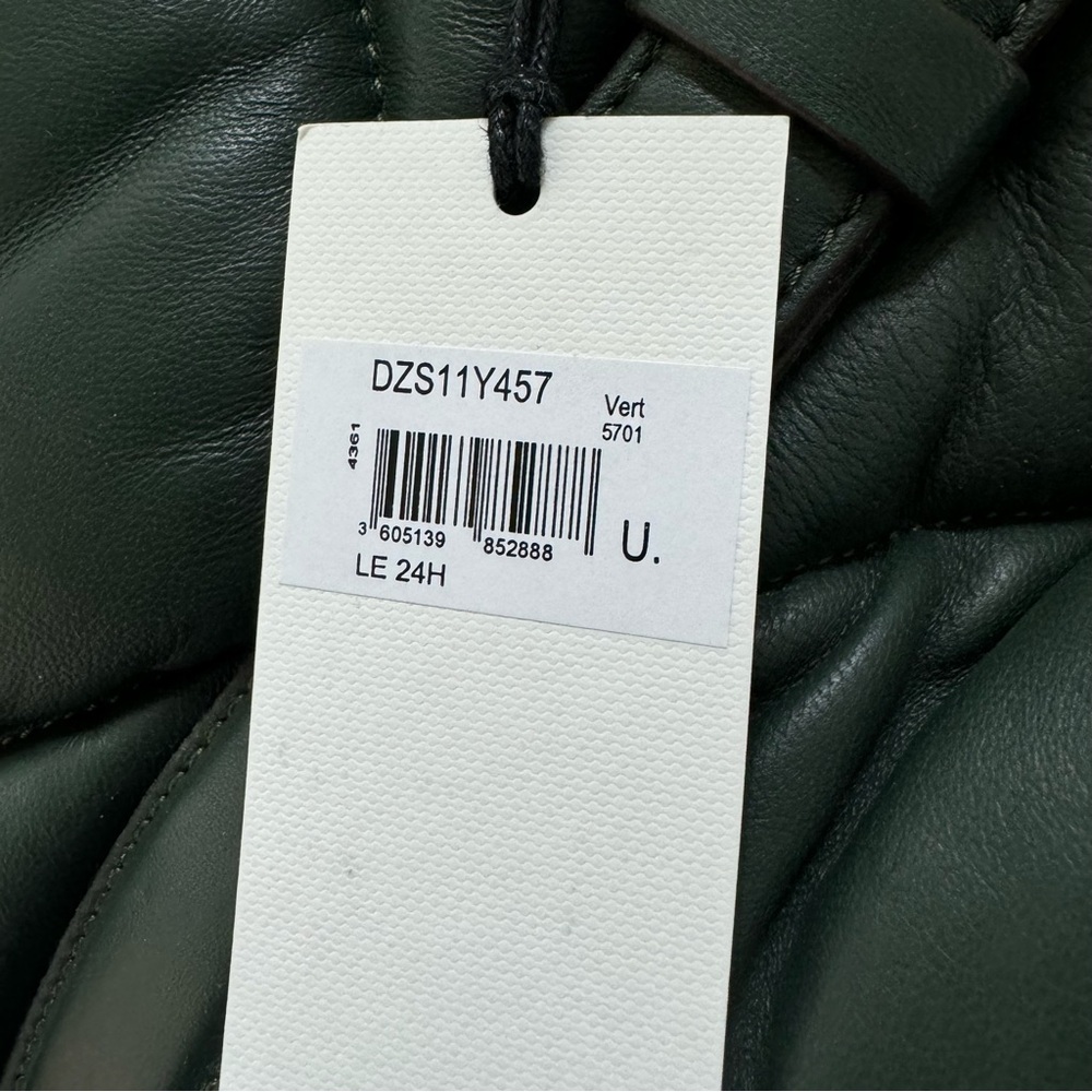 New GERARD DAREL  Le 24H Quilted Leather Shoulder Bag Dark Green Leather - Picture 12 of 12
